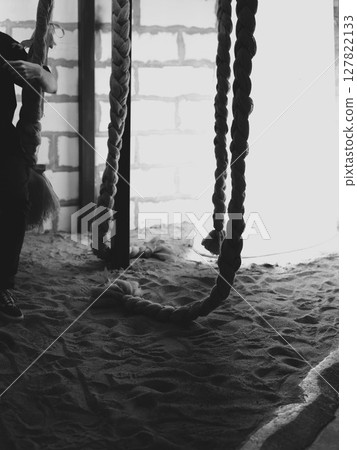 An Artistic Monochrome Image Showcasing an Unconventional and Unique Swing Setup An Artistic Monochrome Image Showcasing an Unconventional and Unique Swing Setup 127822133