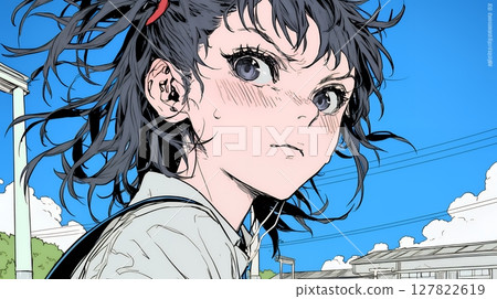 驚慌失措的穿著制服的女高中生 127822619