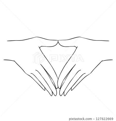 三相印手印的黑白插圖 127822669