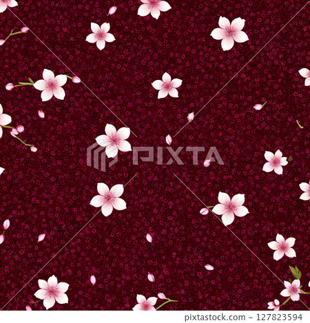 Background illustration of cherry blossoms drawn on Japanese paper Background illustration of cherry blossoms drawn on Japanese paper 127823594