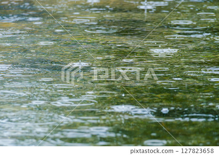 Rainy season: Rain falls on the surface of the river 08 Rainy season: Rain falls on the surface of the river 08 127823658