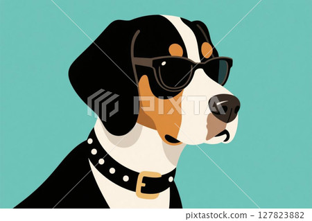 Dog wearing sunglasses 127823882
