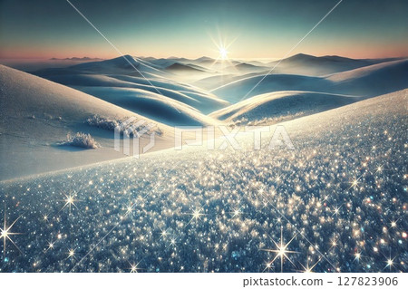 Snowy field, diamond dust, below freezing point, image Snowy field, diamond dust, below freezing point, image 127823906