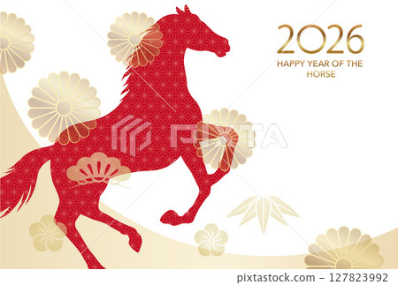 2026 New Year's card template with text space for the Year of the Horse 2026 New Year's card template with text space for the Year of the Horse 127823992