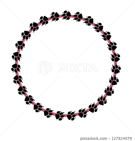 Animal footprint circular decorative frame illustration 127824079