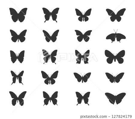 Butterflys silhouettes, Butterflies silhouette set Butterflys silhouettes, Butterflies silhouette set 127824179