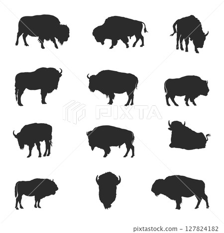 Bison buffalo silhouettes, Bison buffalo animals silhouette Bison buffalo silhouettes, Bison buffalo animals silhouette 127824182