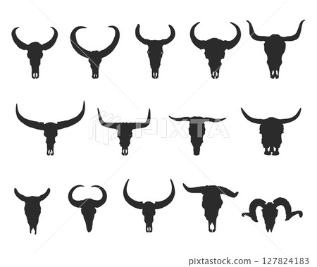 Skull bull silhouette, Buffalo skull silhouettes, Horns and skull silhouette,  Bull skull svg, Bison skulls silhouette 127824183