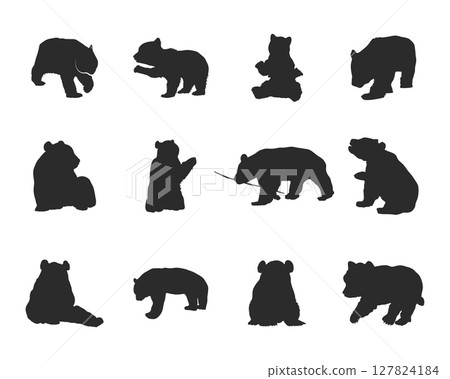Panda silhouettes, Giant panda silhouette, Panda svg bundle 127824184