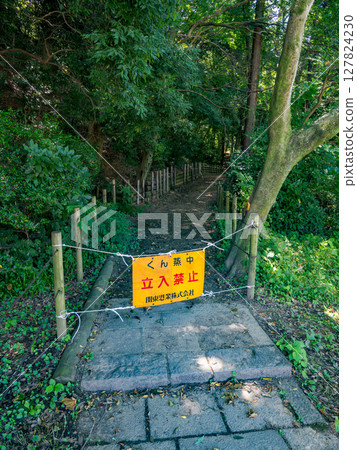 松戶市博物館進行燻蒸作業期間，「21世紀森林與廣場」散步道上的路障禁止通行 127824230