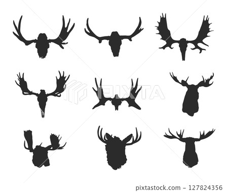 Moose skull silhouette , Moose head silhouette ,  Animal skull silhouettes 127824356