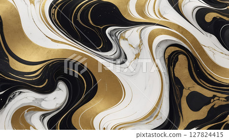 Flowing Marble Textures in High Contrast Abstract 127824415
