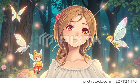 深受仙女喜愛的美麗女孩 127824476