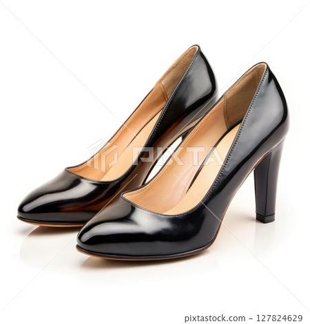 Black High Heels on White Background. Generative AI 127824629