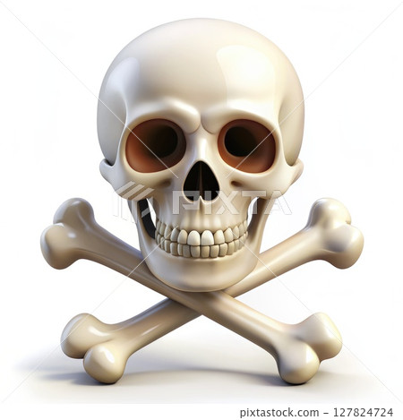 Skull and Crossbones on White Background. Generative AI Skull and Crossbones on White Background. Generative AI 127824724