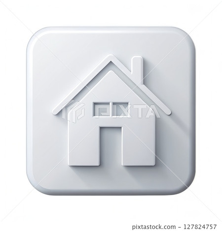White Square Button With House Icon. Generative AI White Square Button With House Icon. Generative AI 127824757