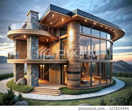 Stunning House With Abundant Windows. Generative AI 127824994