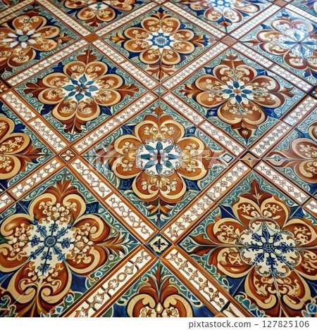 Floor With Geometric Pattern. Generative AI 127825106