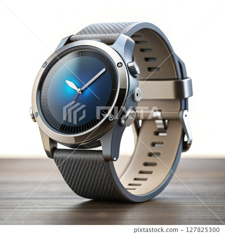 Smart Watch on Wooden Table. Generative AI 127825300