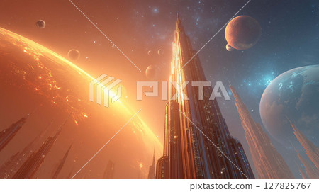 Cosmic commerce, building the future of business among glowing stars and distant planets 127825767
