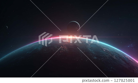 Surreal space composition with no life, only glowing planets, stars, and beautiful silence Surreal space composition with no life, only glowing planets, stars, and beautiful silence 127825801