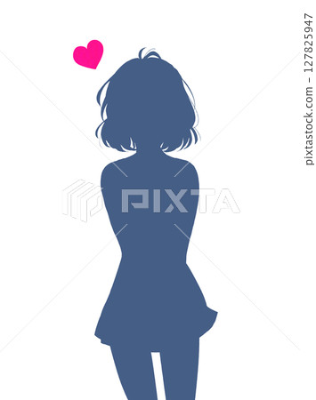 年輕女子，愛情，夏裝，煩躁，剪影 127825947
