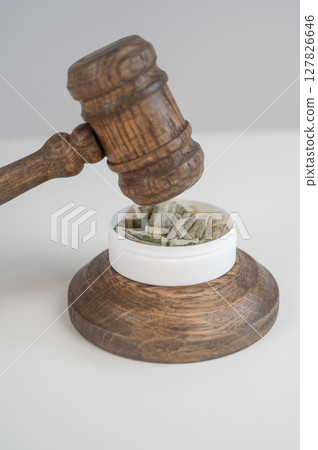 Judge Bangs Gavel. Chewing Tobacco Ban. Judge Bangs Gavel. Chewing Tobacco Ban. 127826646