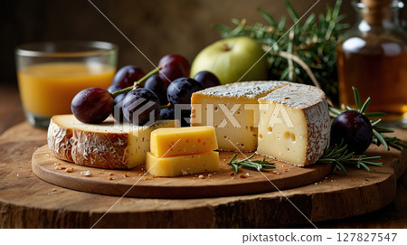 cheese honey and figs on the table 127827547