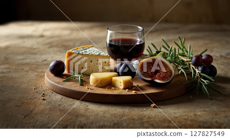 cheese honey and figs on the table 127827549