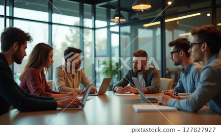 young team in a modern office meeting room 127827927