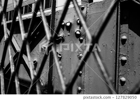 Kobe City: Machine gun marks on JR Sannomiya Station 127829050