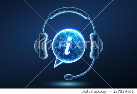 Customer service. Support call, live advice, phone bot, chat headphone 127829161