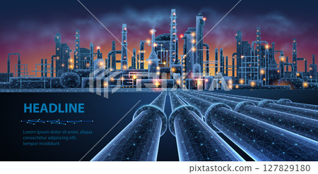 Oil factory. Gas pipeline, crude oil, power industry. 127829180
