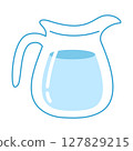 Glass jug with water flat illustration. Vector illustration 127829215