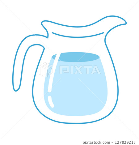 Glass jug with water flat illustration. Vector illustration 127829215