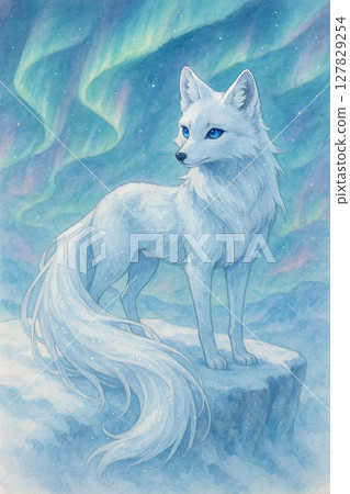 A fox walking in the snow 127829254