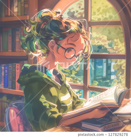 一幅復古色彩的鋼筆畫描繪了一個女孩在安靜的午後讀書，捕捉了她與書本共度的舒緩時光。 127829278