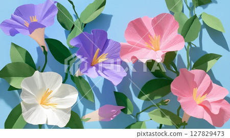 Colorful morning glory paper craft Colorful morning glory paper craft 127829473