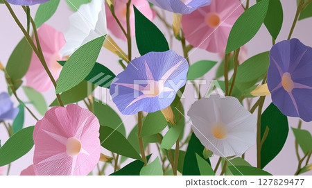 Colorful morning glory paper craft 127829477