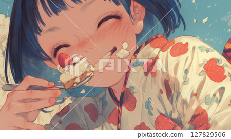 描繪了被糖果包圍著的少女露出可愛笑容的表情，以及糖果飛舞的奇幻世界的夢境。 127829506