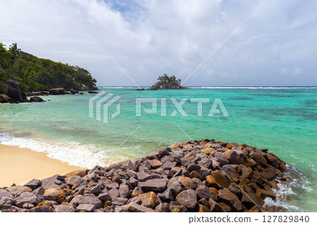 Mahe island, Seychelles. A picturesque tropical island with lush greenery 127829840