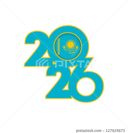 2026 banner with Kazakhstan flag inside. 2026 banner with Kazakhstan flag inside. 127829873