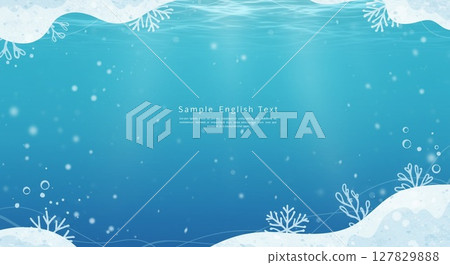 在清澈的藍色水下背景下，珊瑚和氣泡的美麗景象 127829888