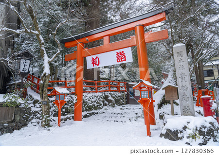 京都的冬天:貴船神社、第二鳥居 京都的冬天:貴船神社、第二鳥居 127830366