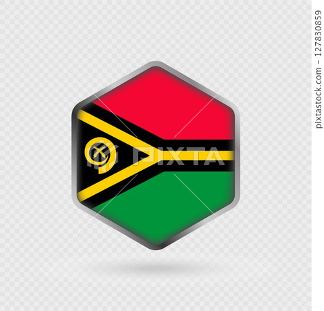 Vanuatu Flag Icon in Hexagon Shape. 127830859