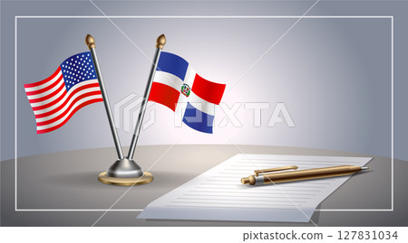 Small national flag of United States (USA) and Dominican Republic flag Relation, Template Vector Illustration Small national flag of United States (USA) and Dominican Republic flag Relation, Template Vector Illustration 127831034