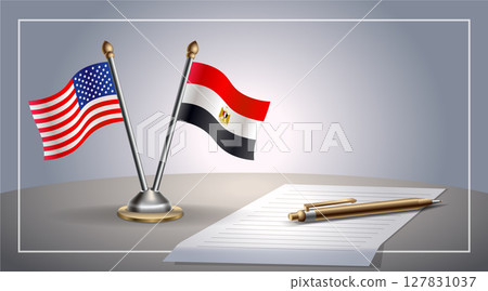 Small national flag of United States (USA) and EGYPT flag Relation, Template Vector Illustration 127831037