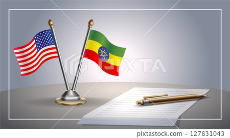 Small national flag of United States (USA) and Ethiopia flag Relation, Template Vector Illustration Small national flag of United States (USA) and Ethiopia flag Relation, Template Vector Illustration 127831043