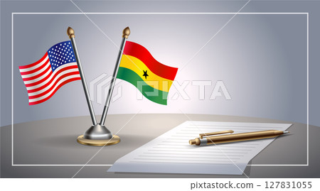 Small national flag of United States (USA) and Ghana flag Relation, Template Vector Illustration 127831055