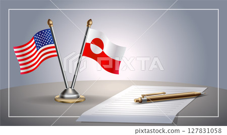 Small national flag of United States (USA) and Greenland flag Relation, Template Vector Illustration Small national flag of United States (USA) and Greenland flag Relation, Template Vector Illustration 127831058